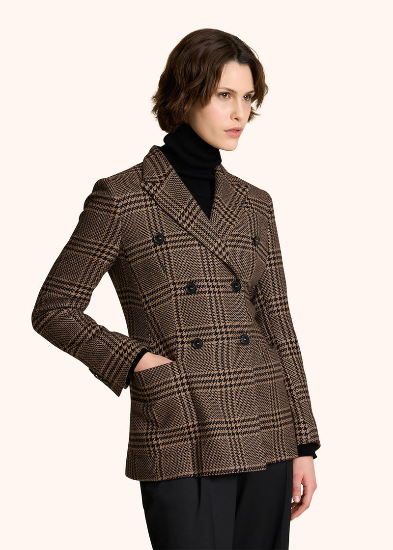 BLAZER PRINCIPE DI GALLES IN SETA E CASHMERE