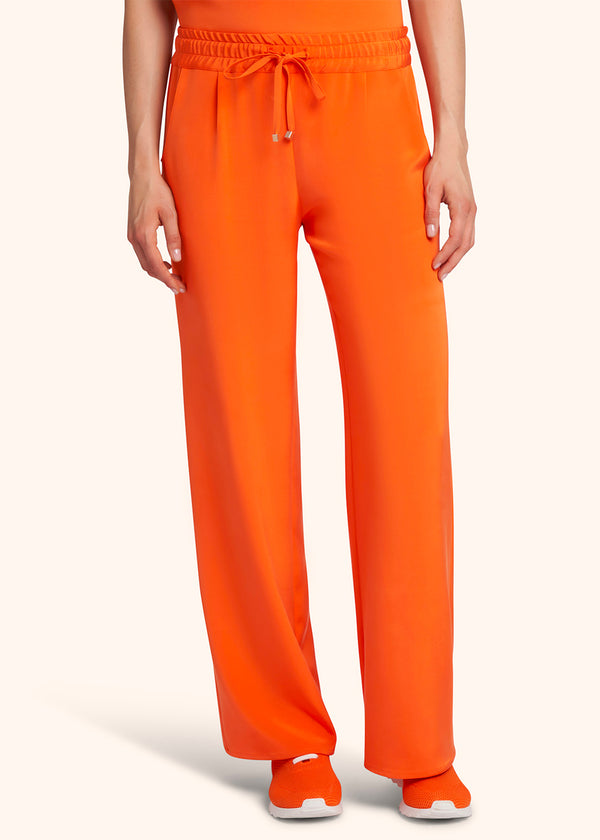 Pantaloni arancione Kiton da donna, in seta 2