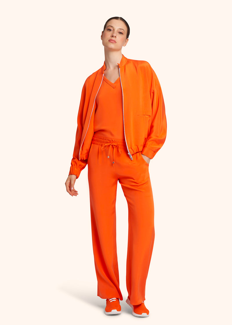 Pantaloni arancione Kiton da donna, in seta 5