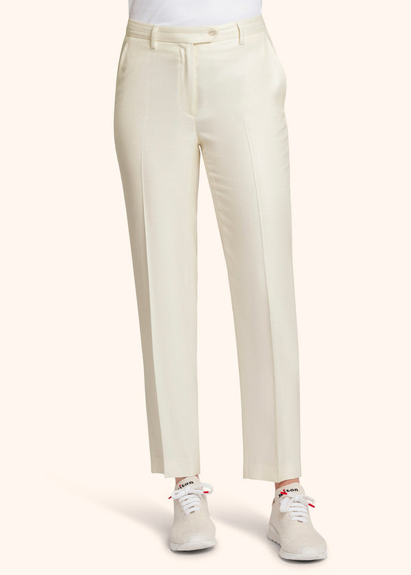 Pantaloni bianco Kiton da donna, in viscosa 2
