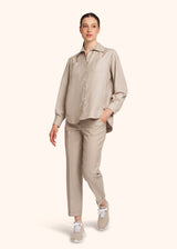 Camicia beige Kiton da donna, in lana vergine 5