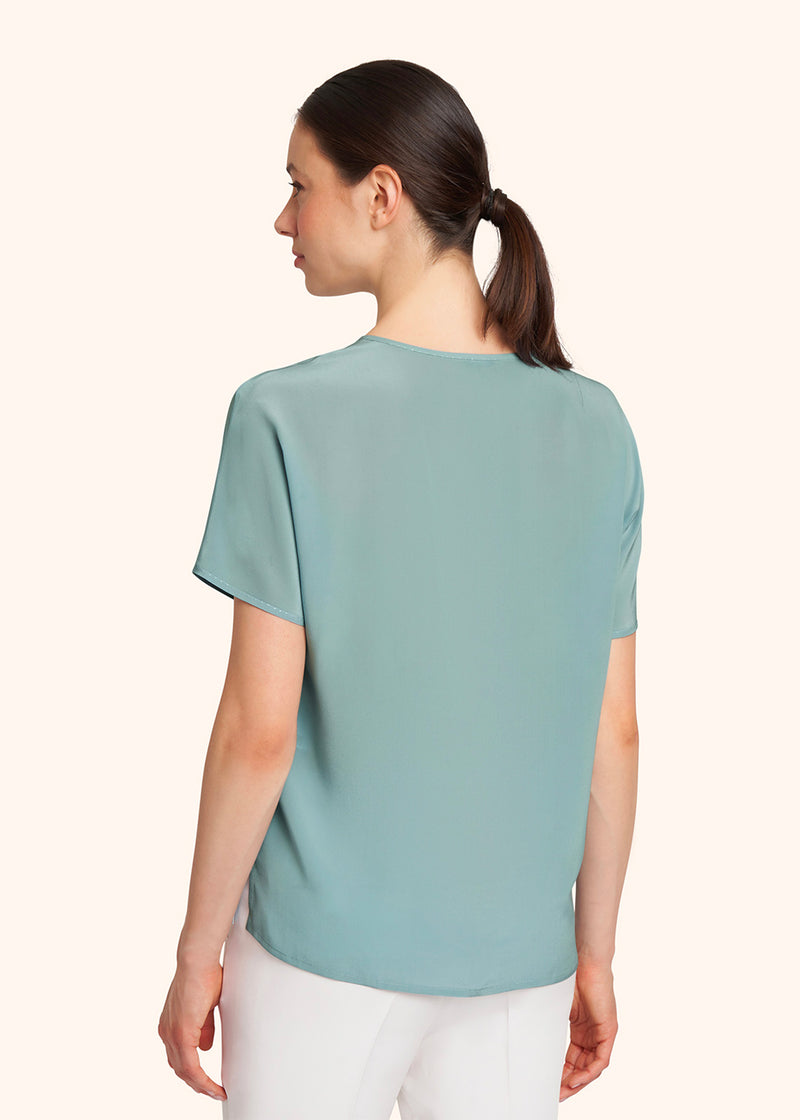 T-Shirt azzurro polvere Kiton da donna, in seta 3