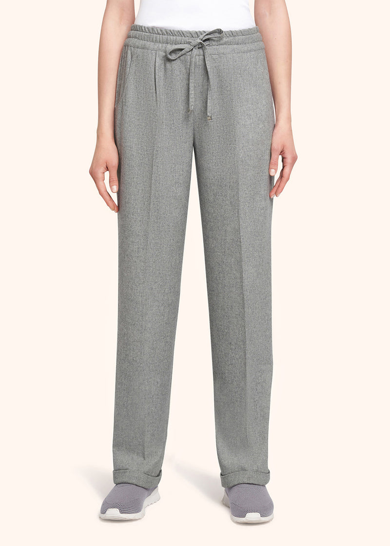 pantaloni Kiton donna, in cashmere grigio chiaro 2