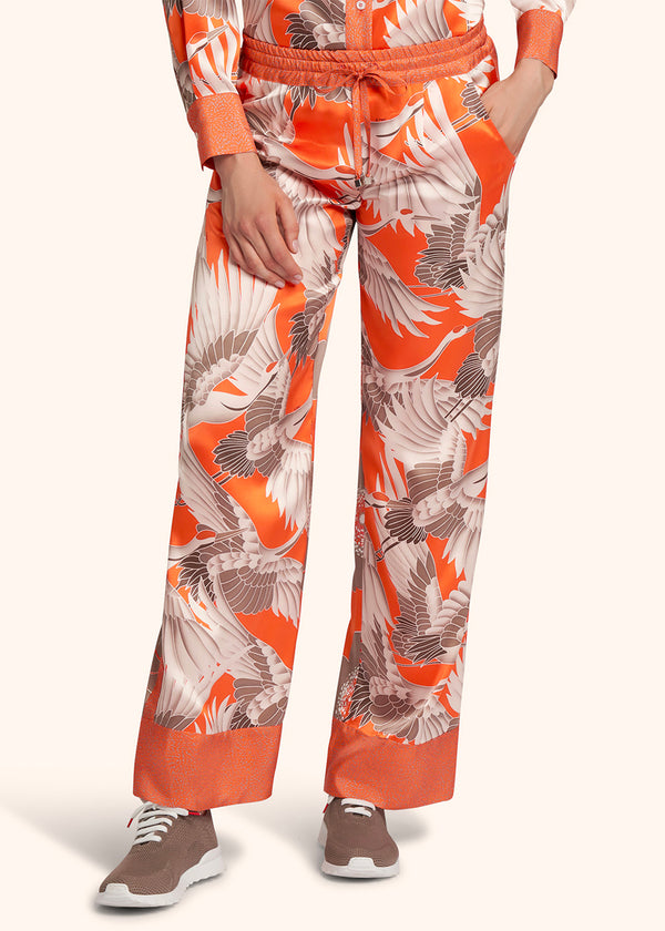 Pantaloni arancione Kiton da donna, in seta 2