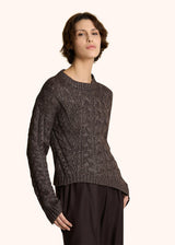 MAGLIONE IN CASHMERE E SETA CON TRECCIA