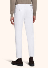 pantaloni Kiton uomo, in cotone bianco 3