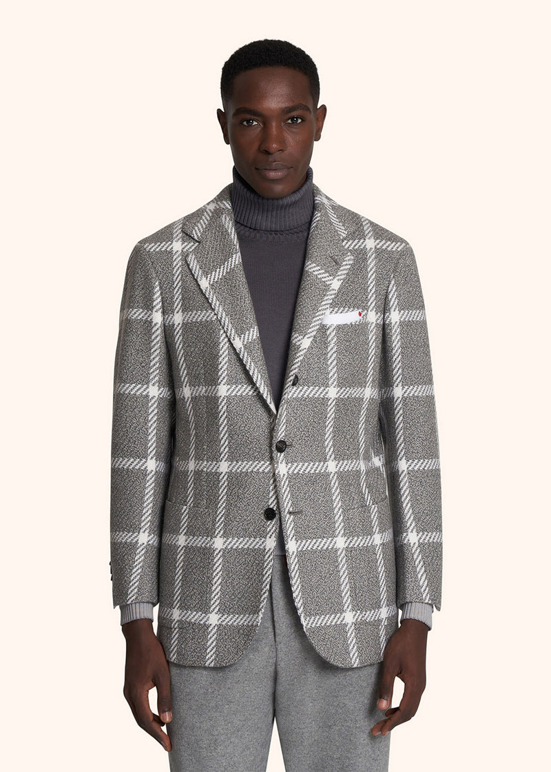 giacca Kiton uomo, in cashmere grigio medio 2