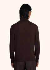 maglia collo alto Kiton uomo, in lana marrone scuro 3