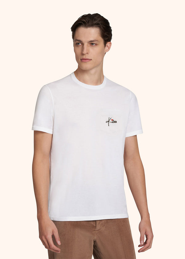 t-shirt mm Kiton uomo, in cotone bianco 2