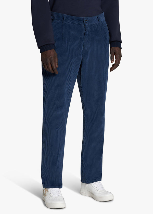 pantaloni Knt uomo, in cotone blu 2