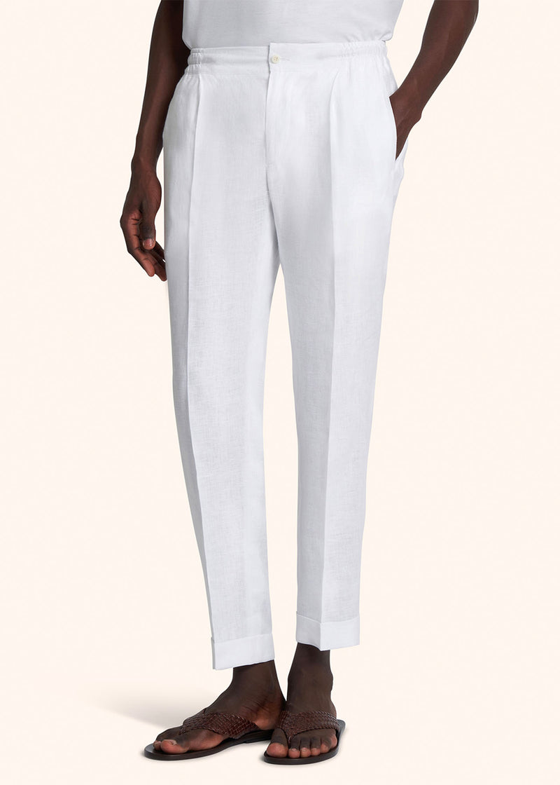 Pantaloni bianco Kiton da uomo, in lino 2