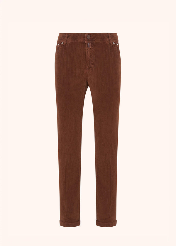 pantaloni Kiton uomo, in cotone marrone 1