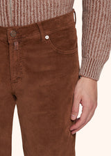 pantaloni Kiton uomo, in cotone marrone 4