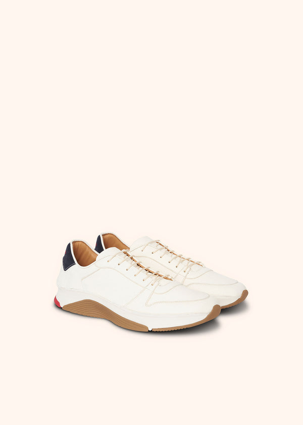 scarpa sneakers Kiton uomo, in deerskin bianco/blu 2