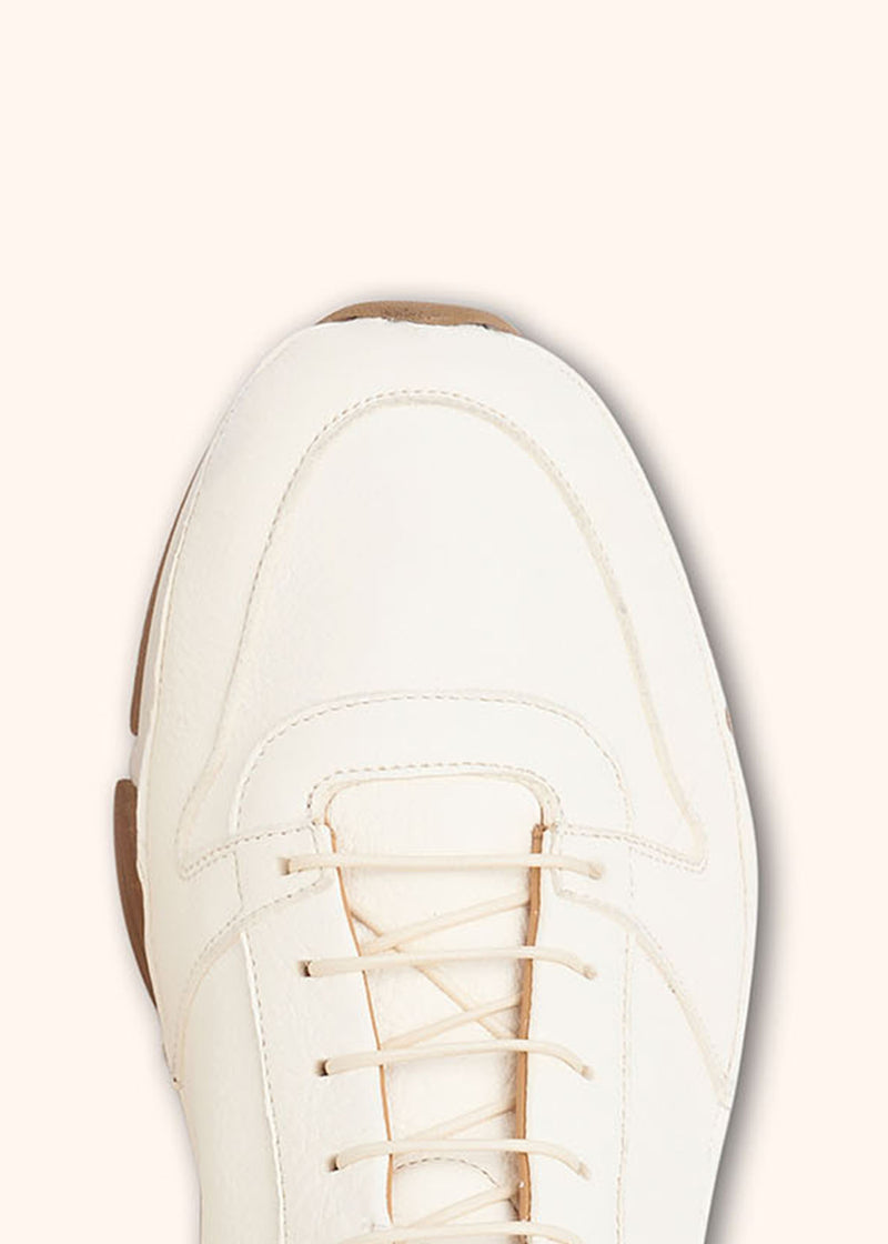 scarpa sneakers Kiton uomo, in deerskin bianco/blu 4