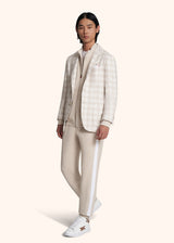 giubbotto Kiton uomo, in cotone nocciola/bianco 5