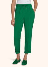 Pantaloni verde smeraldo Kiton da donna, in seta 2