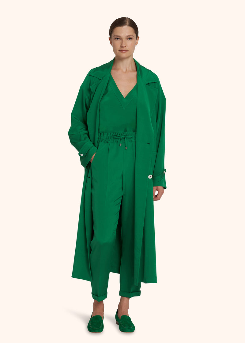 Pantaloni verde smeraldo Kiton da donna, in seta 5