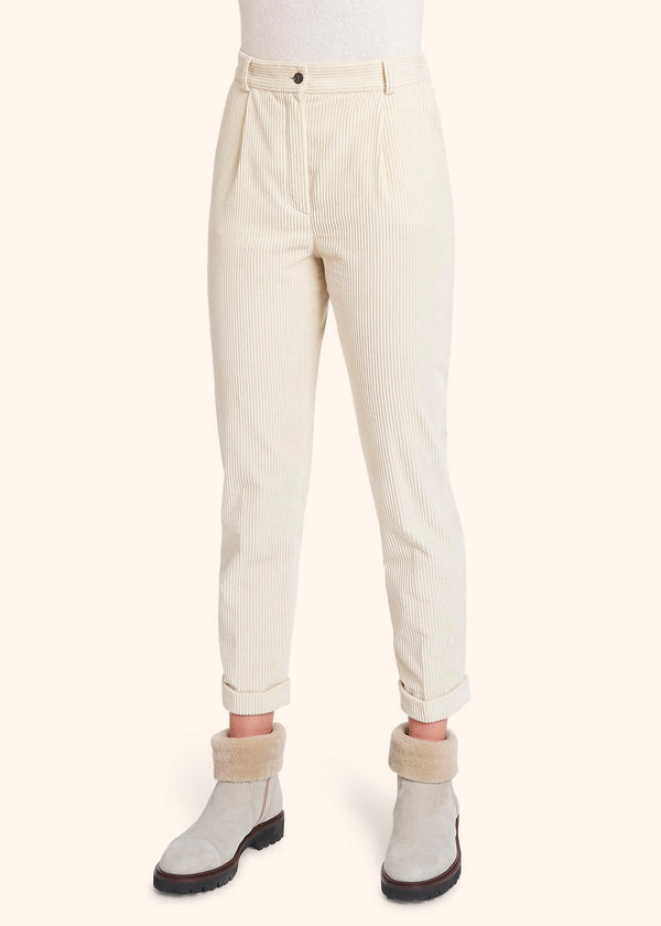pantaloni Kiton donna, in cotone bianco 2