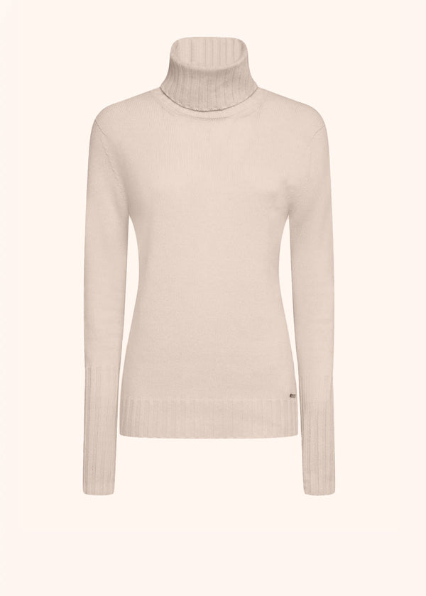 maglia collo alto Kiton donna, in cashmere beige chiaro 1