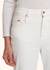 pantaloni jns Kiton donna, in cotone bianco 4