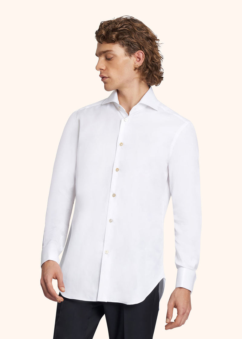 Camicia bianco Kiton da uomo, in cotone 2