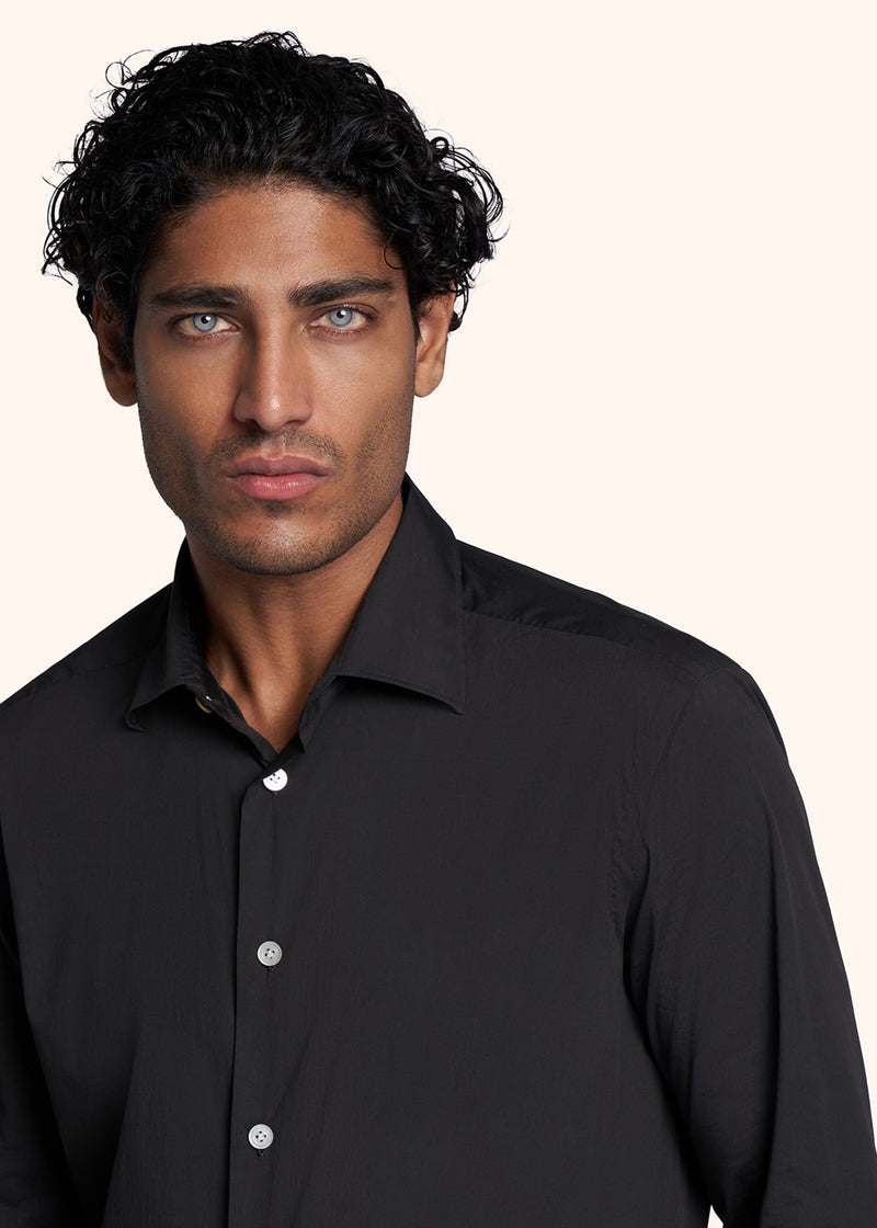 Camicia nero Kiton da uomo, in cotone 4