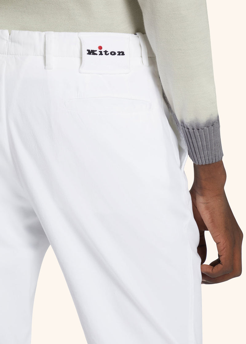 Pantaloni bianco ottico Kiton da uomo, in cotone 4