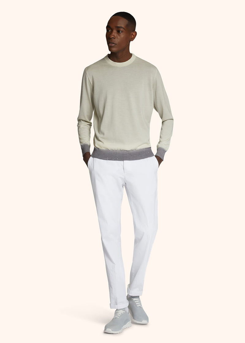 Pantaloni bianco ottico Kiton da uomo, in cotone 5