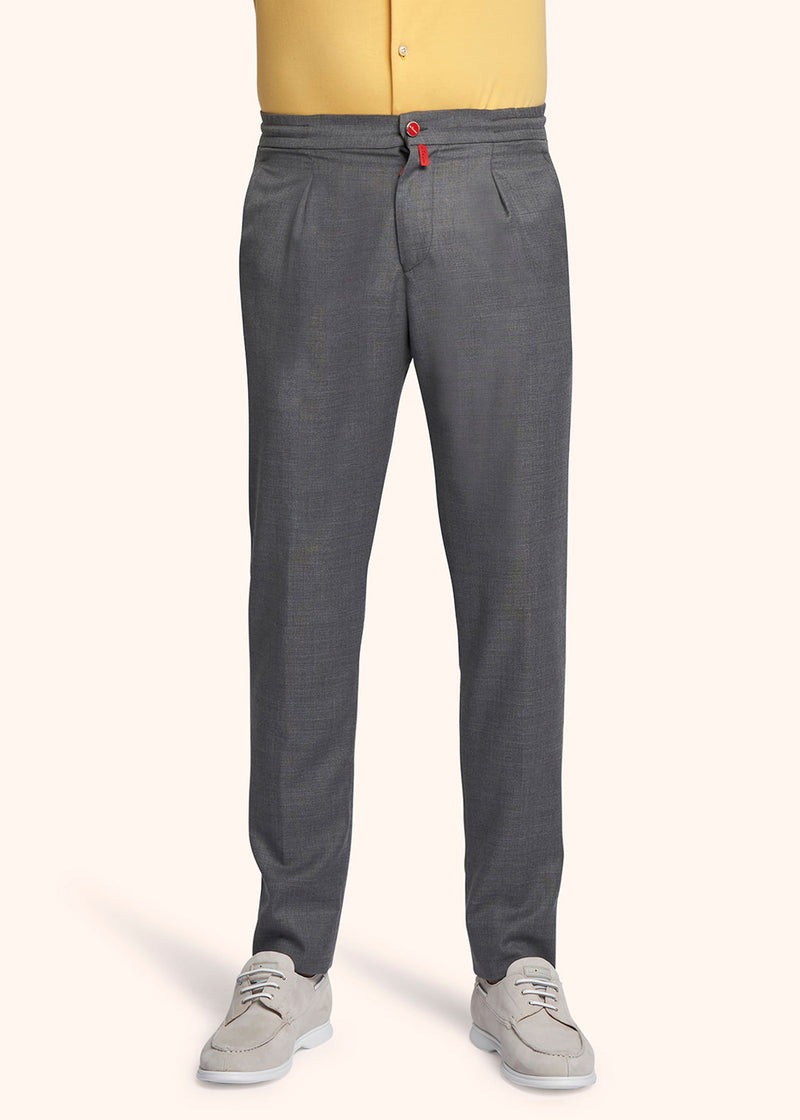 Pantaloni grigio medio Kiton da uomo, in lana 2