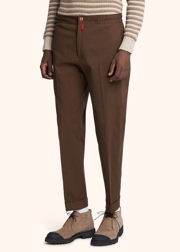 Pantaloni marrone Kiton da uomo, in cotone 2