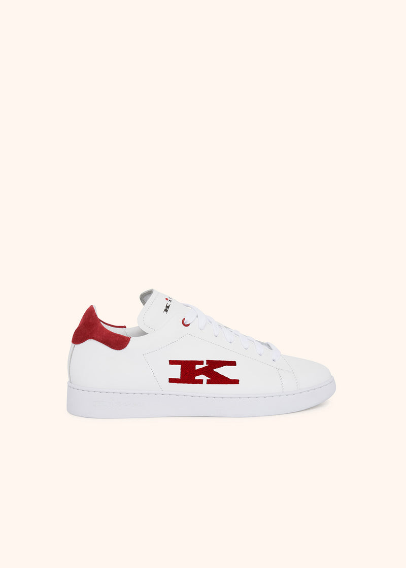 Scarpa Sneakers bianco/rosso Kiton da uomo, in calfskin 1