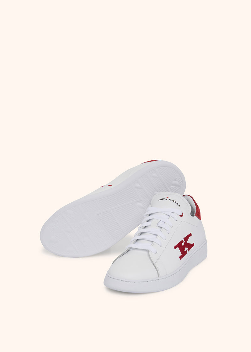 Scarpa Sneakers bianco/rosso Kiton da uomo, in calfskin 3
